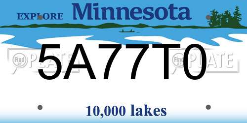 5A77T0 Minnesota License Plate