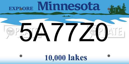 5A77Z0 Minnesota License Plate