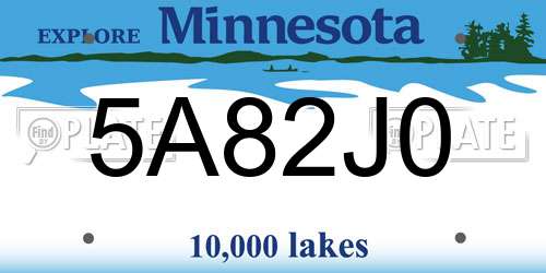 5A82J0 Minnesota License Plate