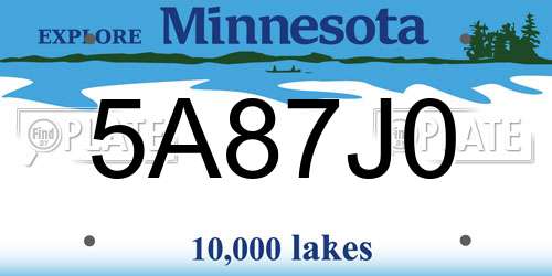 5A87J0 Minnesota License Plate