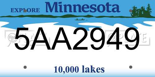 5AA2949 Minnesota License Plate
