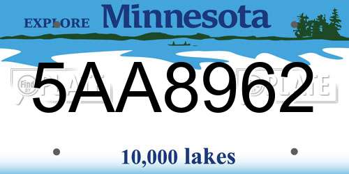 5AA8962 Minnesota License Plate