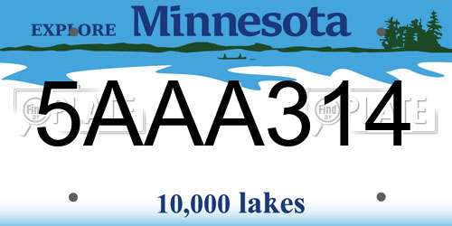 5AAA314 Minnesota License Plate