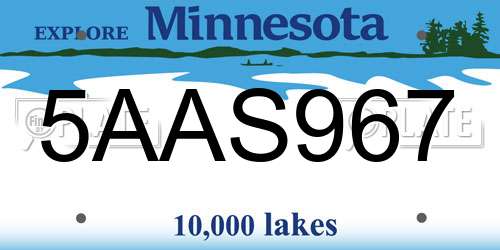 5AAS967 Minnesota License Plate