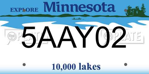 5AAY02 Minnesota License Plate
