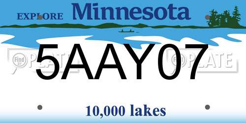 5AAY07 Minnesota License Plate