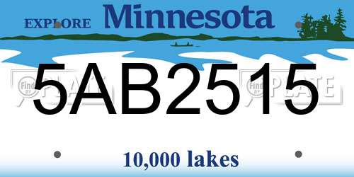 5AB2515 Minnesota License Plate