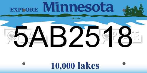 5AB2518 Minnesota License Plate
