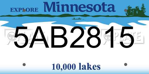 5AB2815 Minnesota License Plate