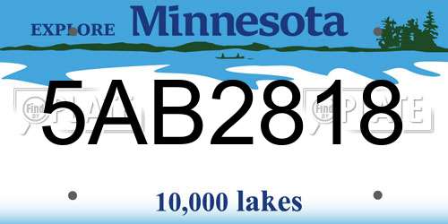 5AB2818 Minnesota License Plate