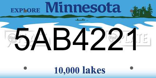 5AB4221 Minnesota License Plate