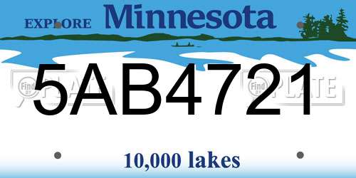 5AB4721 Minnesota License Plate