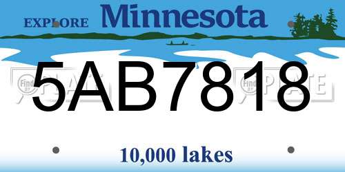 5AB7818 Minnesota License Plate