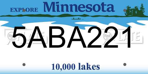 5ABA221 Minnesota License Plate