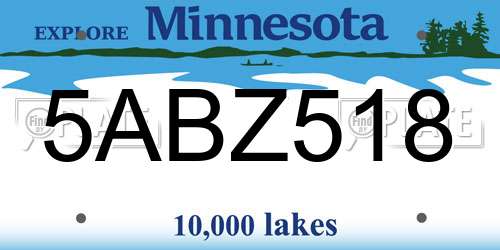 5ABZ518 Minnesota License Plate