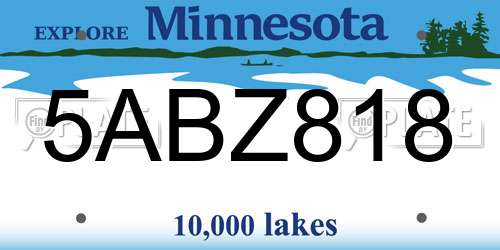 5ABZ818 Minnesota License Plate