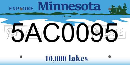 5AC0095 Minnesota License Plate