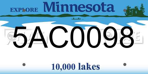 5AC0098 Minnesota License Plate