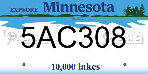 5AC308 Minnesota License Plate