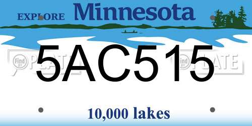 5AC515 Minnesota License Plate
