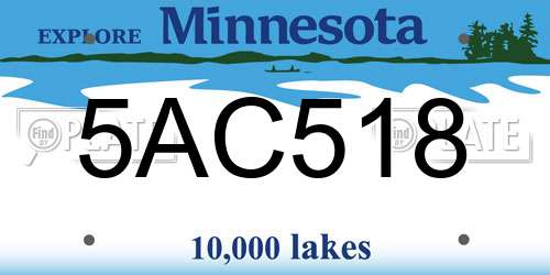 5AC518 Minnesota License Plate