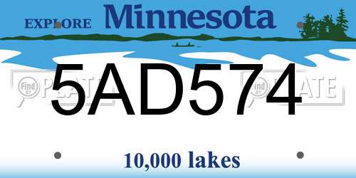 5AD574 Minnesota License Plate
