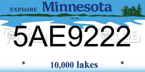 5AE9222 Minnesota License Plate