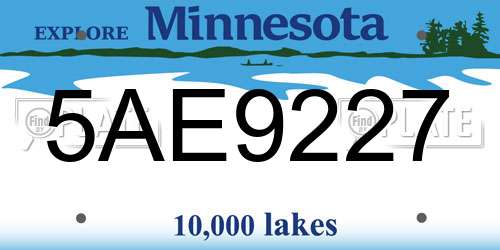 5AE9227 Minnesota License Plate