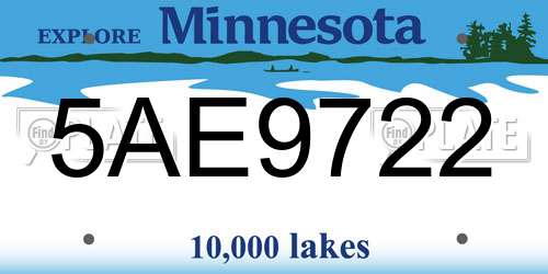 5AE9722 Minnesota License Plate