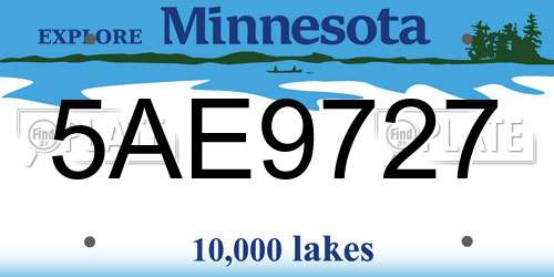 5AE9727 Minnesota License Plate