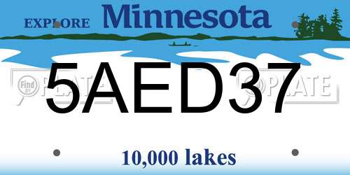 5AED37 Minnesota License Plate