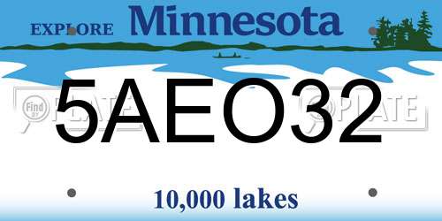 5AEO32 Minnesota License Plate