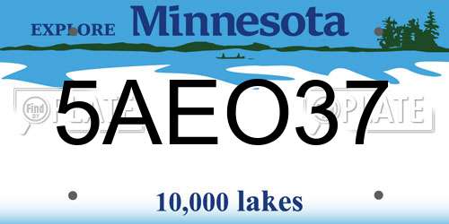 5AEO37 Minnesota License Plate