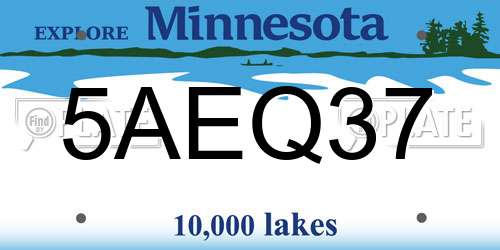 5AEQ37 Minnesota License Plate