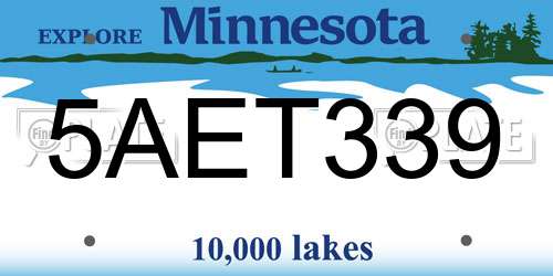 5AET339 Minnesota License Plate