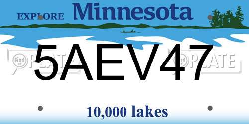 5AEV47 Minnesota License Plate