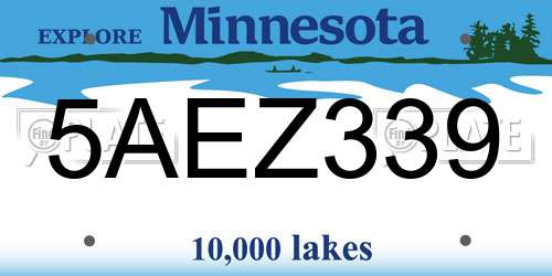5AEZ339 Minnesota License Plate