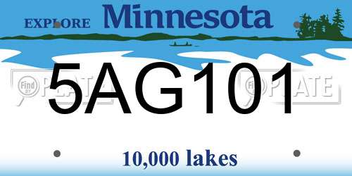 5AG101 Minnesota License Plate