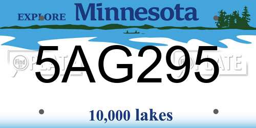 5AG295 Minnesota License Plate