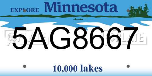 5AG8667 Minnesota License Plate