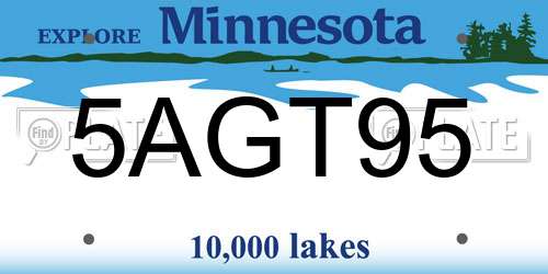 5AGT95 Minnesota License Plate