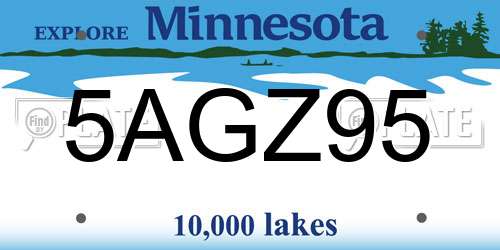 5AGZ95 Minnesota License Plate