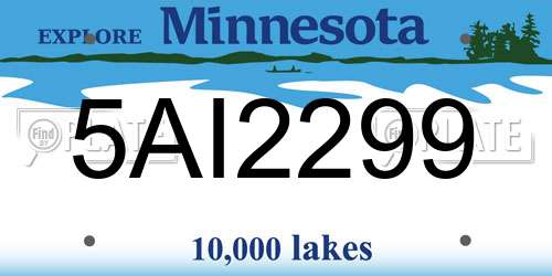 5AI2299 Minnesota License Plate