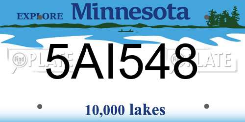 5AI548 Minnesota License Plate
