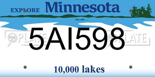 5AI598 Minnesota License Plate