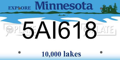 5AI618 Minnesota License Plate