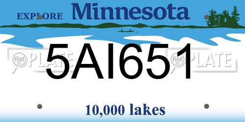 5AI651 Minnesota License Plate