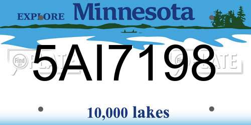 5AI7198 Minnesota License Plate