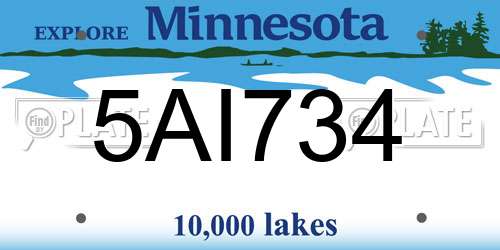 5AI734 Minnesota License Plate