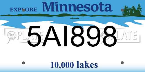 5AI898 Minnesota License Plate